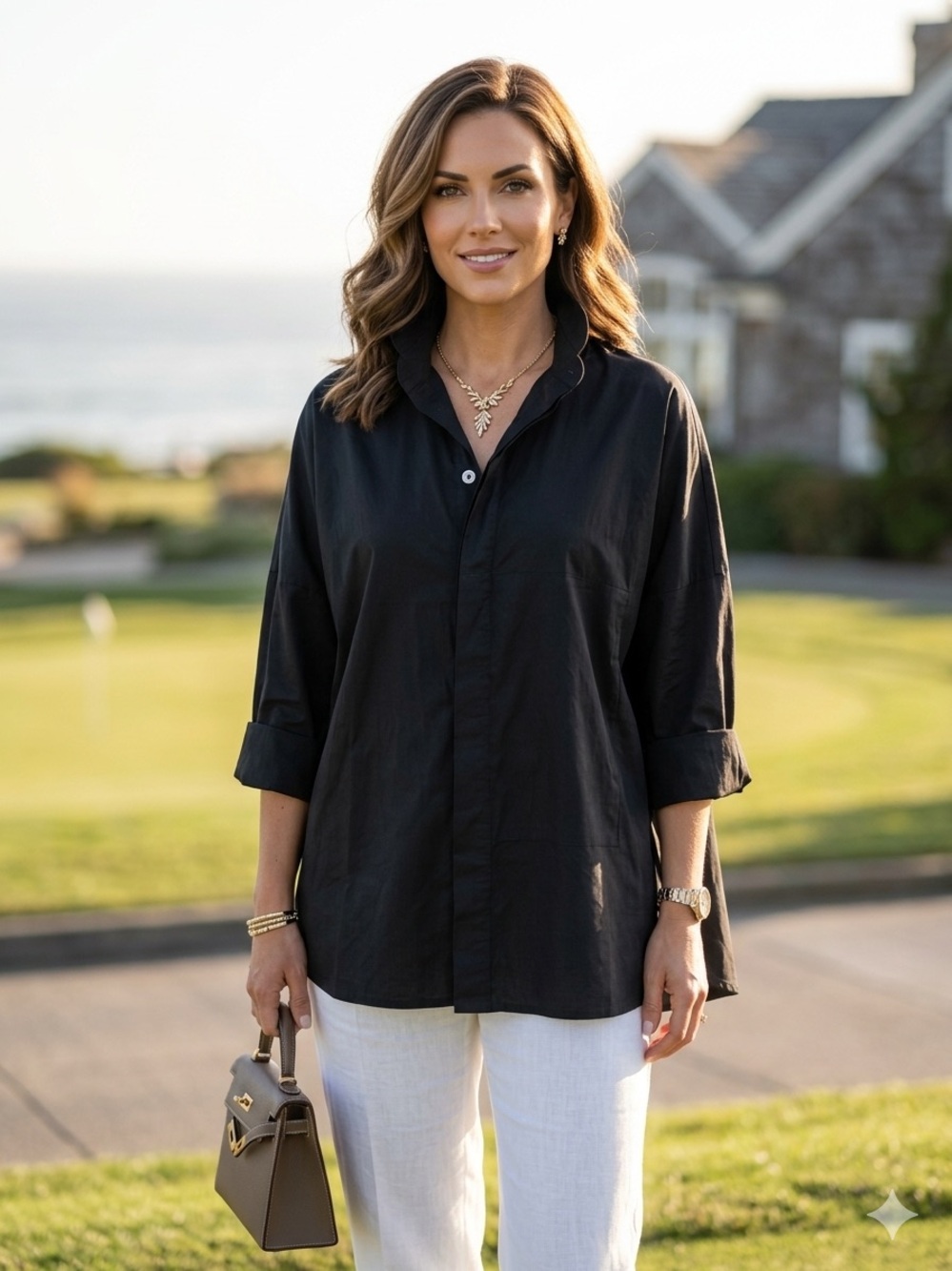 Planet By Lauren G Black Cotton Silk Trim Tunic Blouse Lagenlook USA Womens